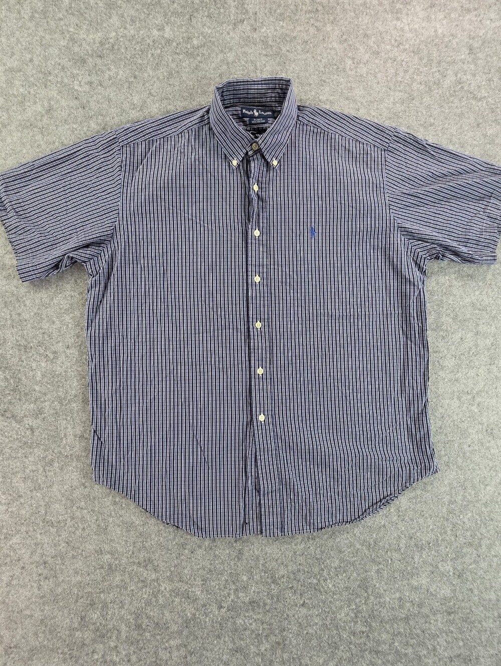 Polo by Ralph Lauren Navy and White Thin-Stripe Button-Down Shirt Short Sleeve L